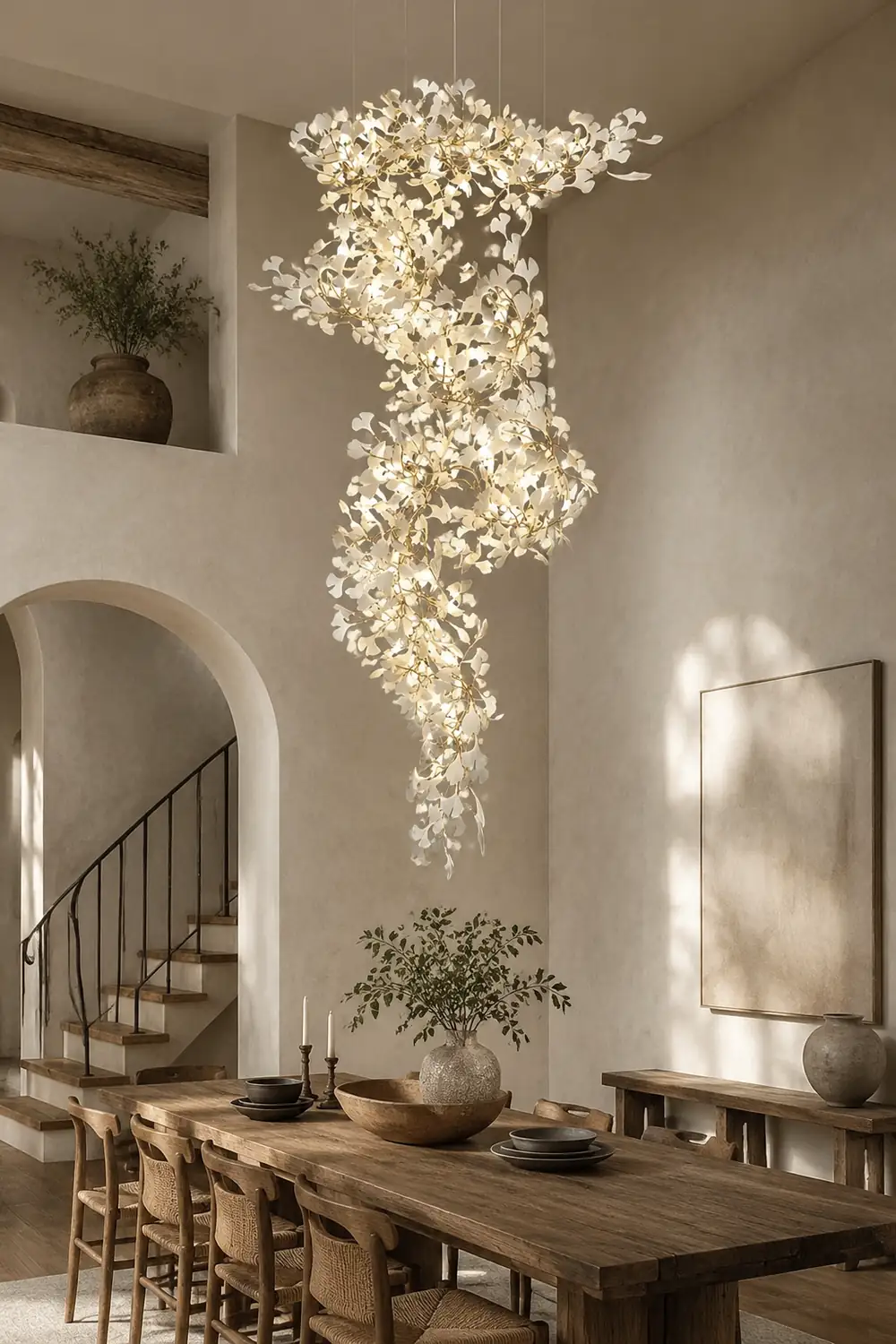Ophelia Modern Leaf Chandelier Metal/Ceramic Bedroom/Living Room - Lumpaz