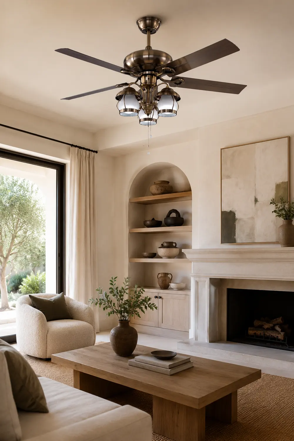 Alessio 4-Blade Rustic DC Ceiling Fan with Light, Summer, 51'' - Lumpaz