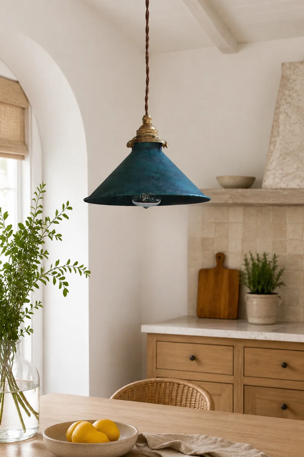 Alessio Vintage LED Rustic Pendant Light Metal Blue Kitchen Balcony - Lumpaz