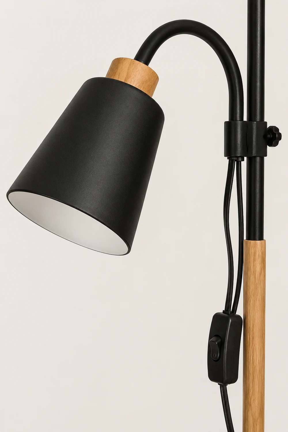 Eryn Floor Lamp Double Head Modern, Metal,Black/White, Bedroom - Lumpaz