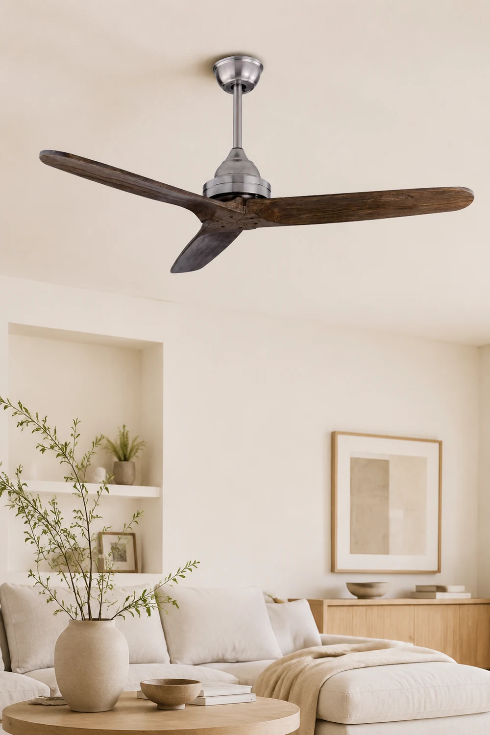 Walters 3-Blade Industrial Black DC Ceiling Fan, Metal & ABS, Summer, 52'' - Lumpaz