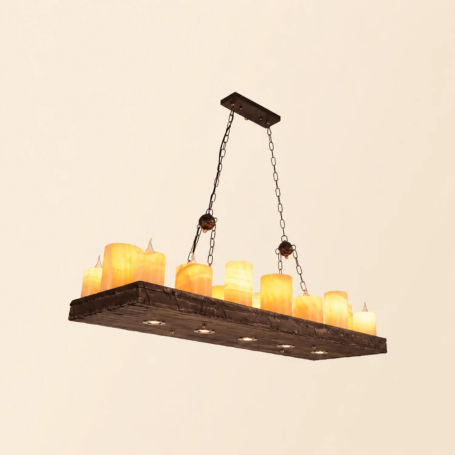 Austin Farmhouse Candle Metal/Glass/Wood Chandelier - Lumpaz