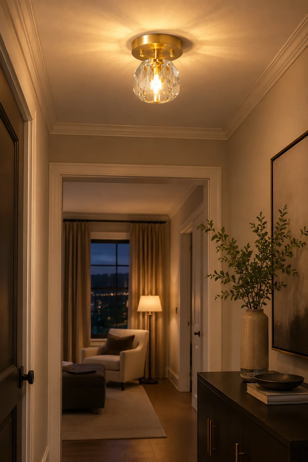 Kirsten Luxury Diamond Metal/Acrylic Flush Mount Ceiling Light, Gold - Lumpaz