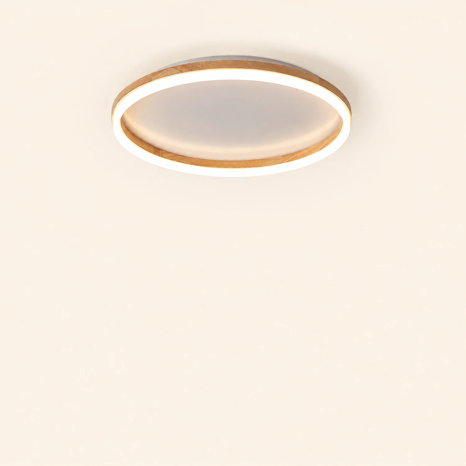 Ozawa Round Modern Flush Mount Ceiling Light Wood Acrylic Bedroom - Lumpaz