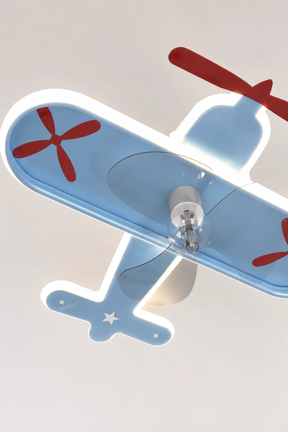 Minori Blue Plane Ceiling Fan With Light, L 21" - Lumpaz