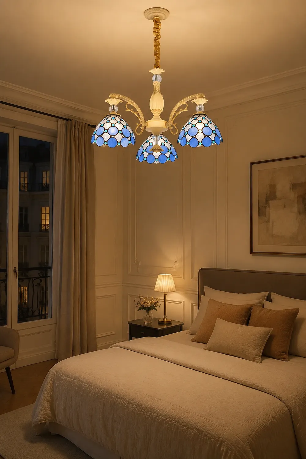 Alessio Mediterranean Branch Glass/Metal Chandelier, Blue - Lumpaz