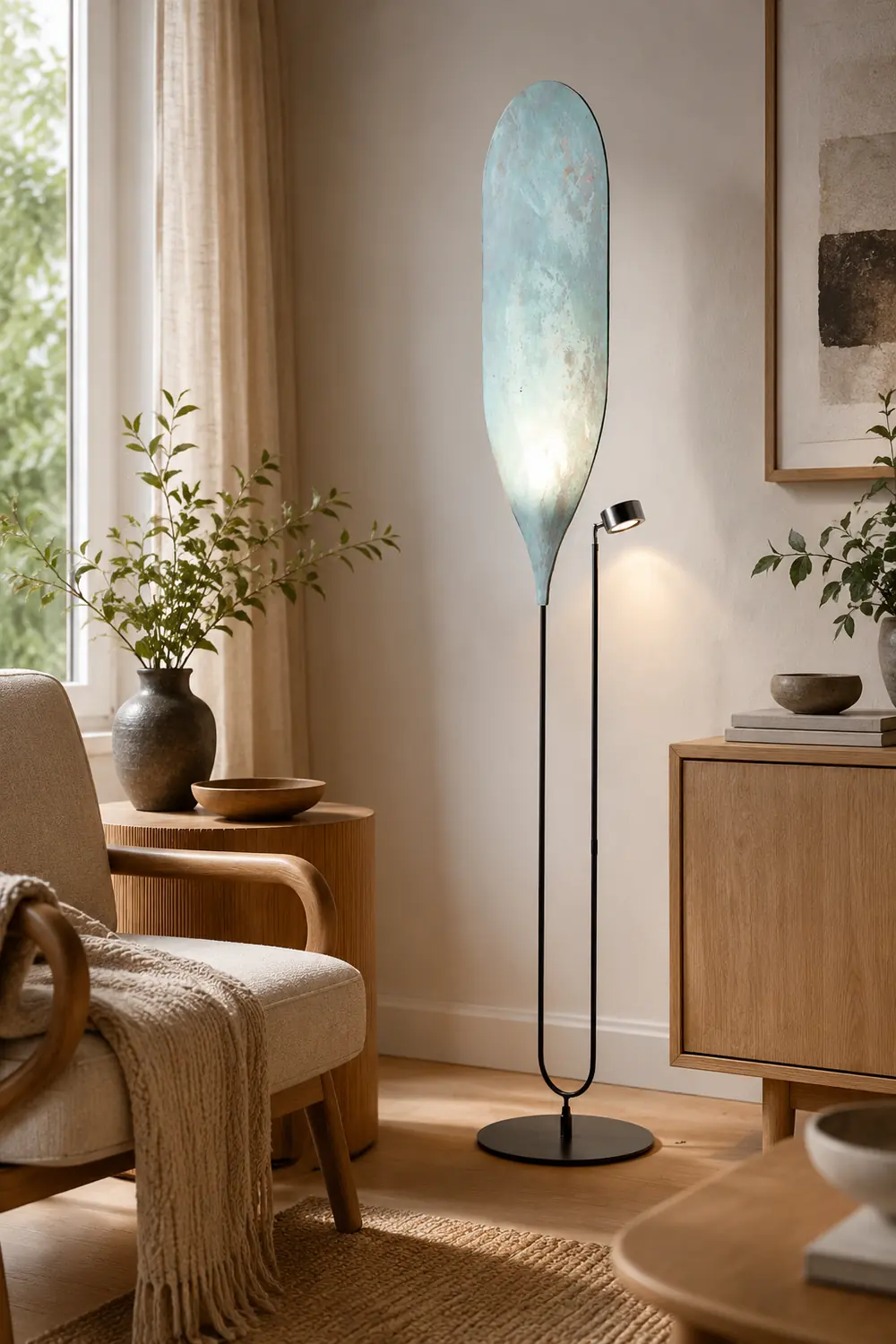 Salgado LED Floor Lamp, Metal, Reddish Brown/Aqua Blue - Lumpaz