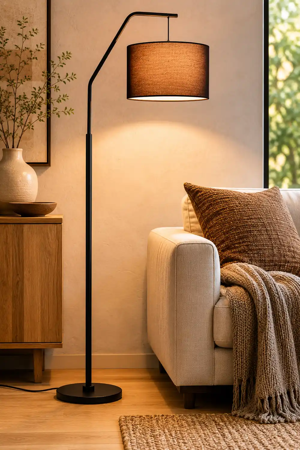 Eryn Cylinder Shape Floor Lamp, Over Arching Floor Lamp, Unique - Lumpaz