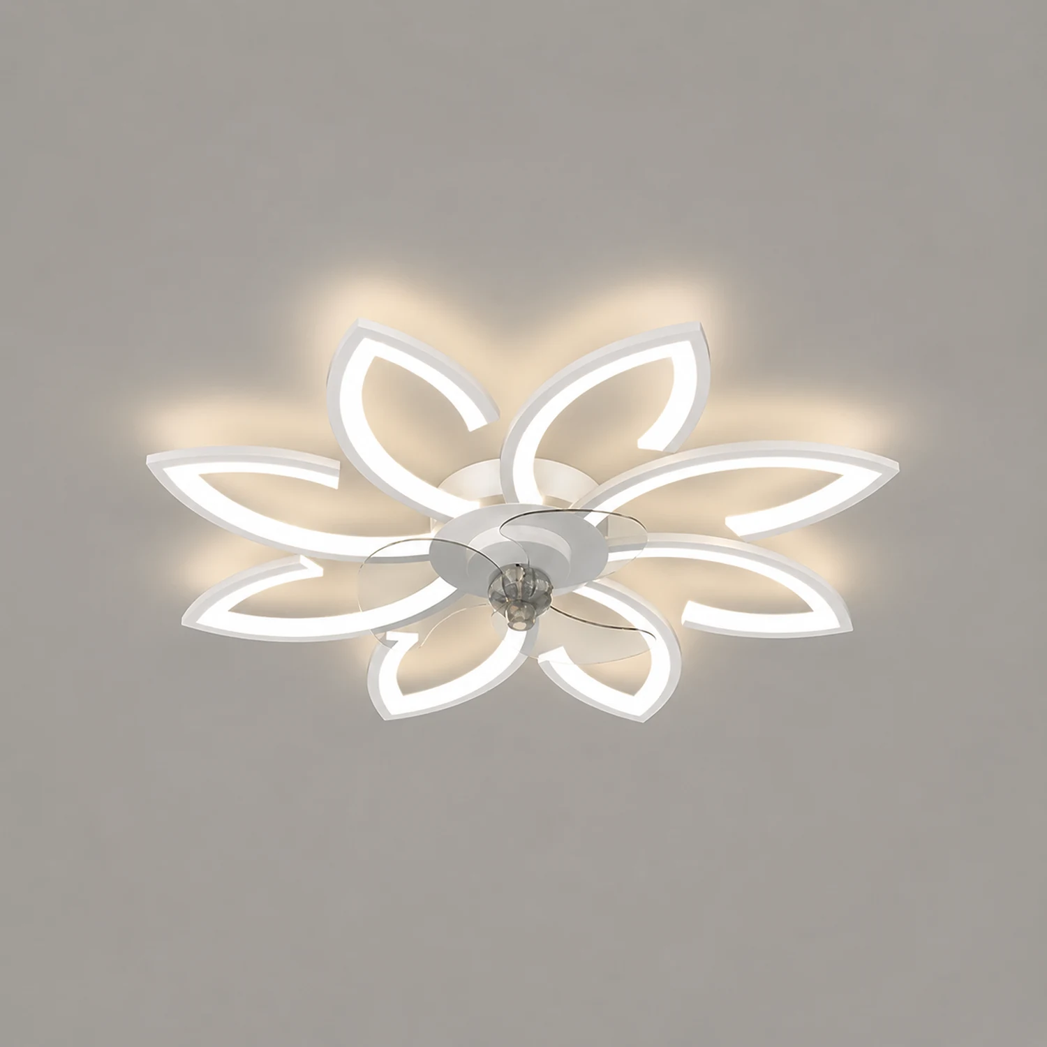 Hana Modern Flower Ceiling Fan with Light, 3 Color, L 25.5"/27"/31"/35.5" - Lumpaz