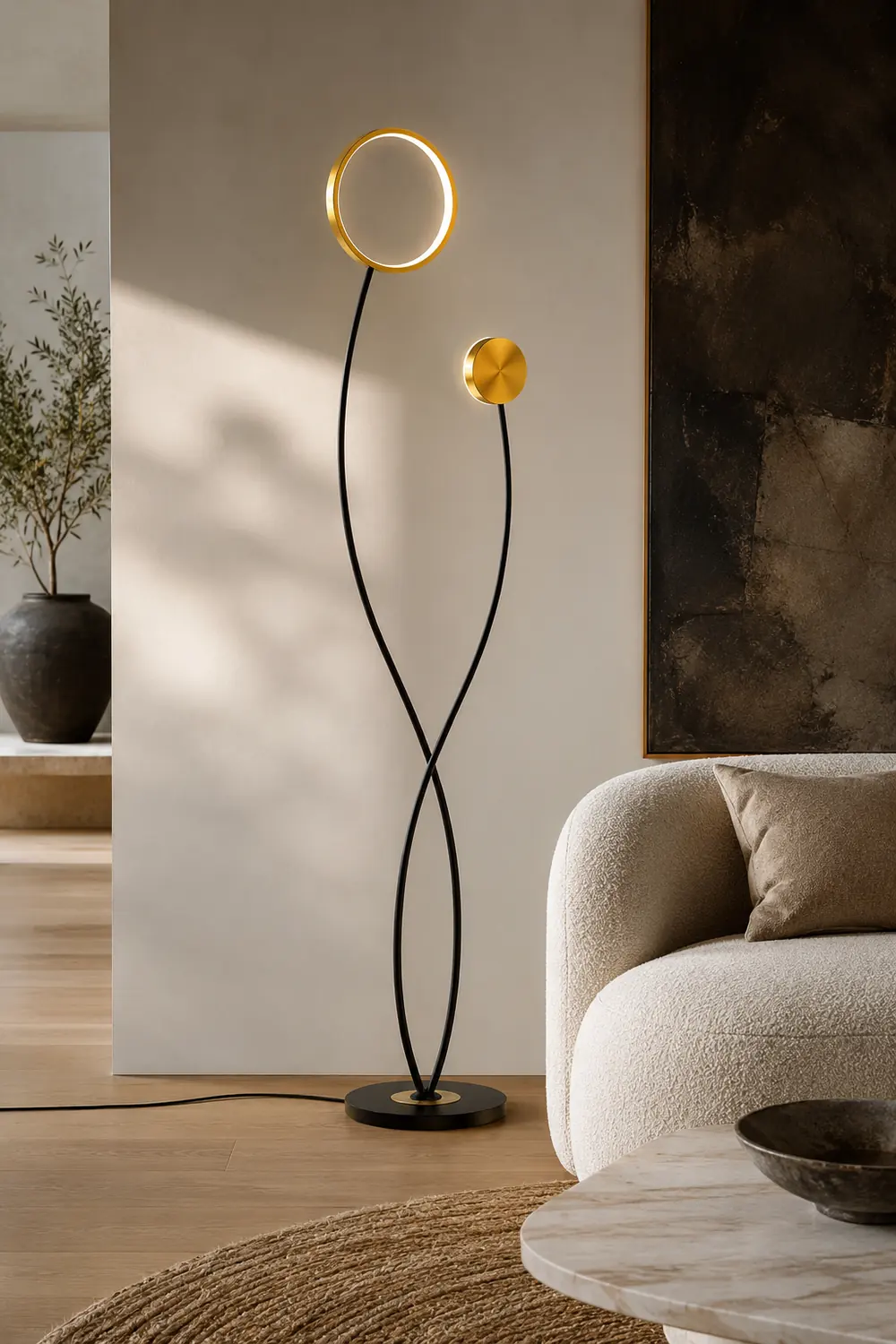 Modern Wave Double Head Metal Acrylic Floor Lamp - Lumpaz