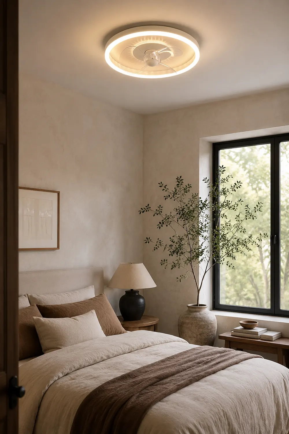 Quinn White Double-light Ceiling Fan with Light, DIA 15.7"/19.7" - Lumpaz