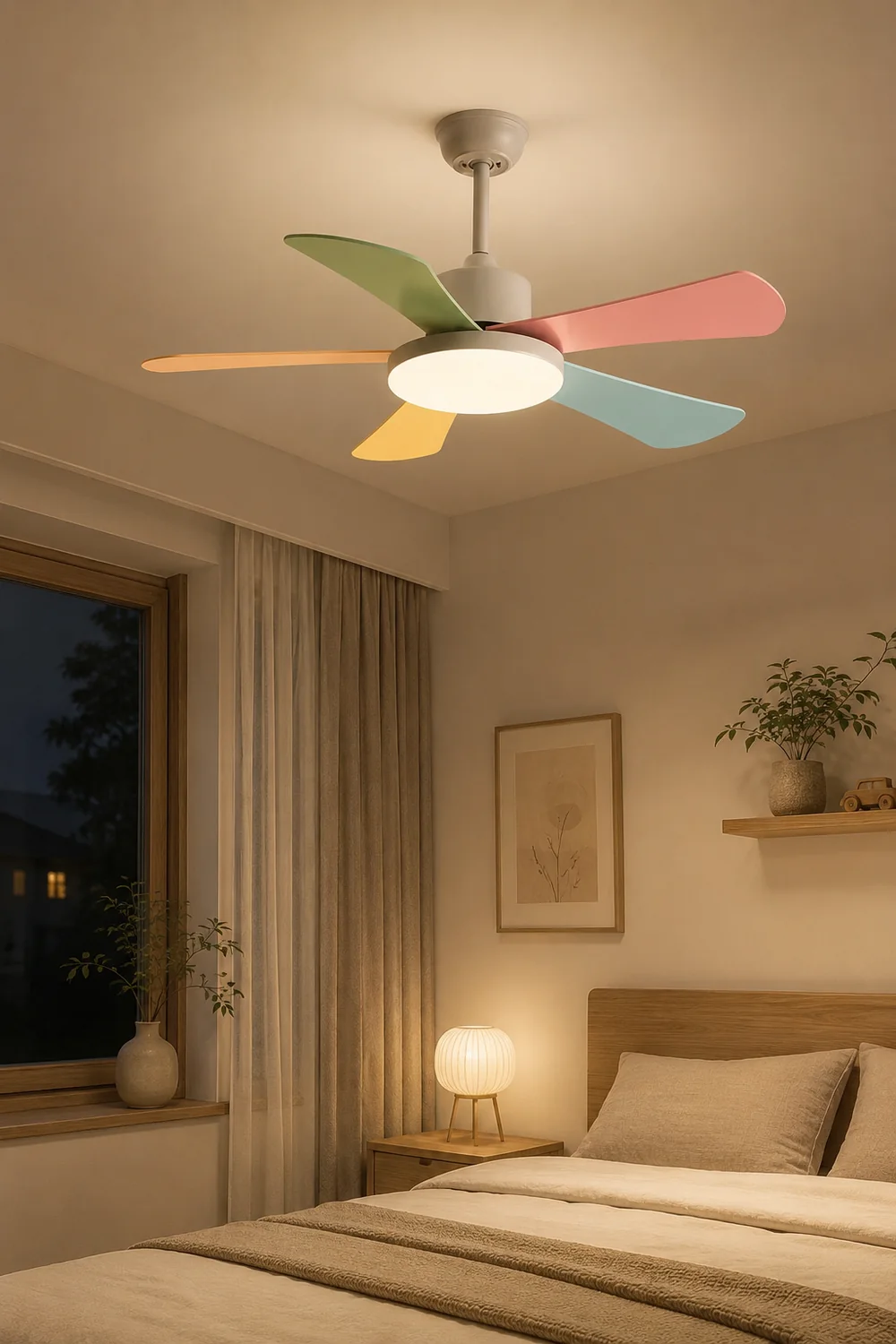 Morandi 5-Blade DC Colorful Ceiling Fan with Light, Summer, 41'' - Lumpaz