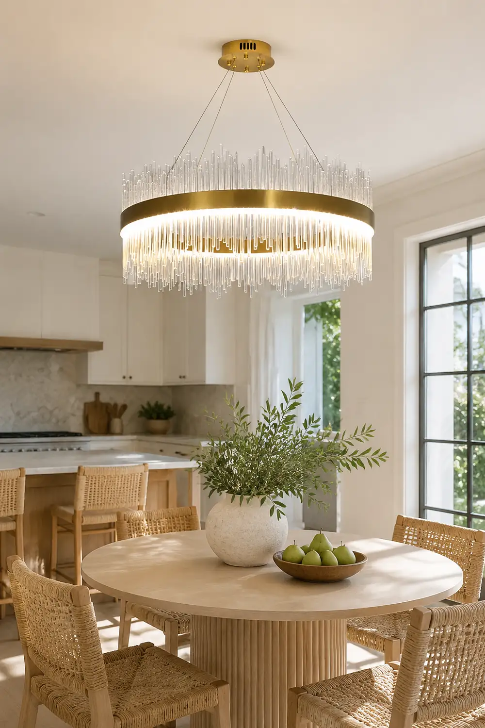 Marilyn Modern Round/Rectangular Chain Chandelier, Gold - Lumpaz