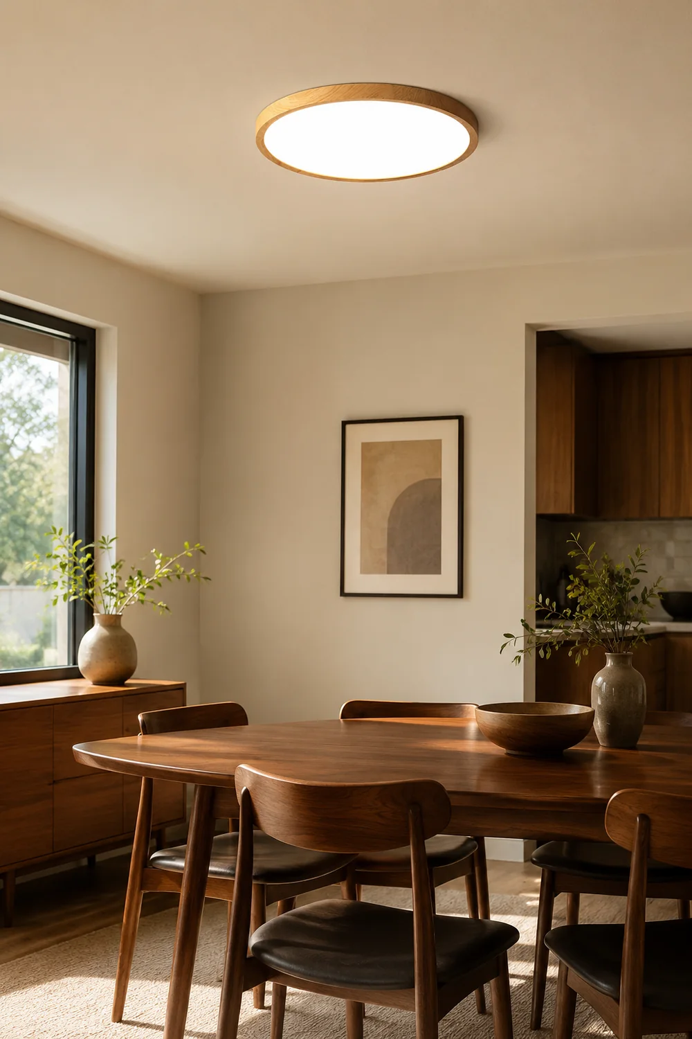 Ozawa Modern Wood Round Flush Mount Ceiling Lights Living Room - Lumpaz