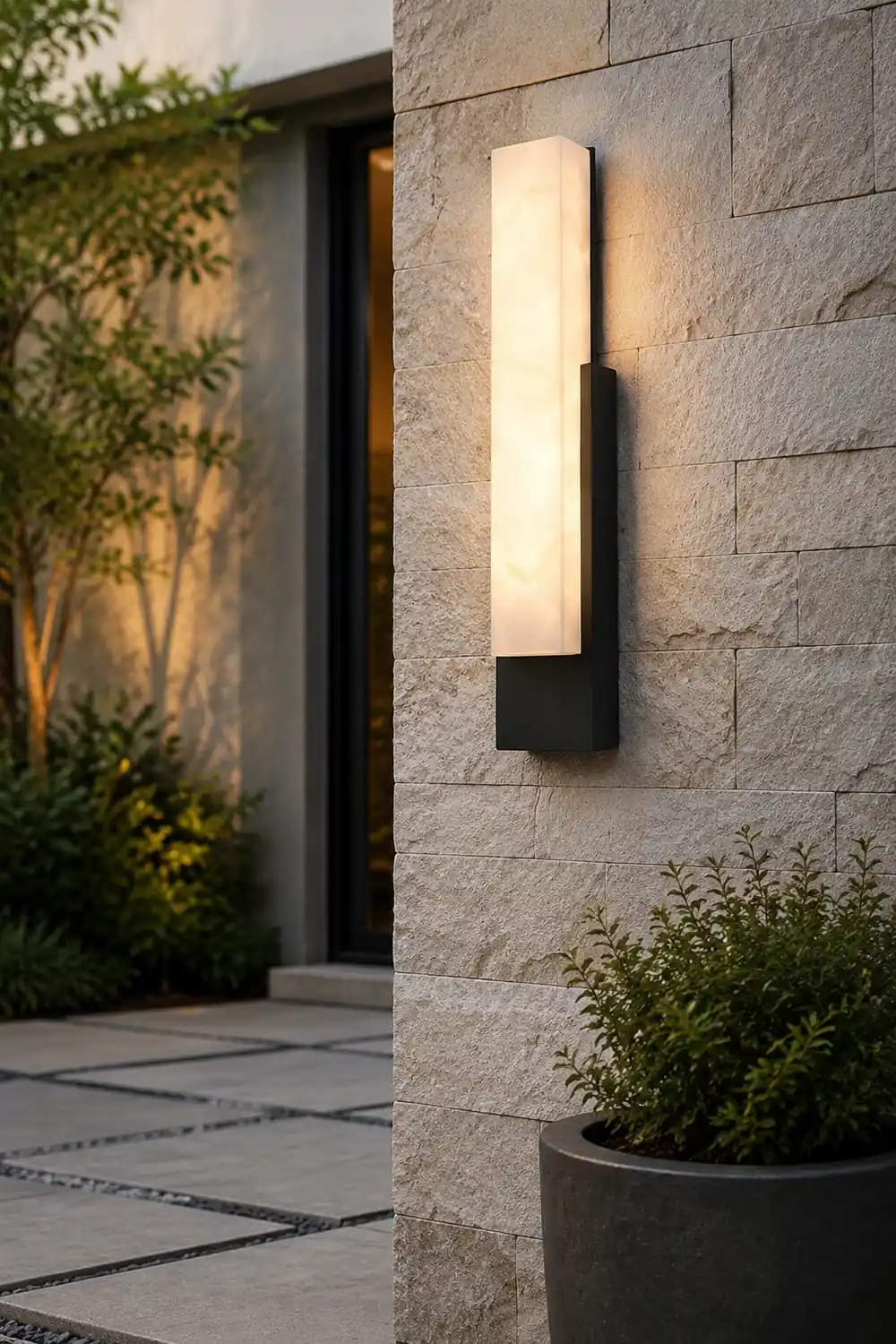 Waterproof Imitation Marble Shade LED Black Modern Outdoor Wall Light复制 - Lumpaz