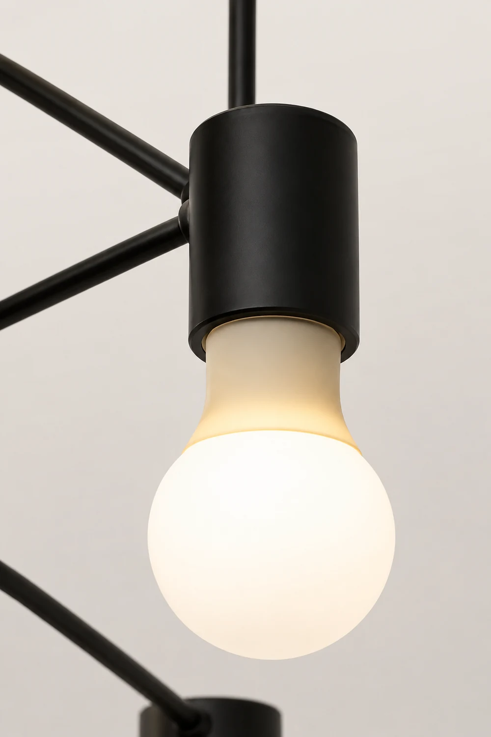 Valentina Industrial Semi Metal Flush Mount Ceiling Light, Black/White, Living Room - Lumpaz