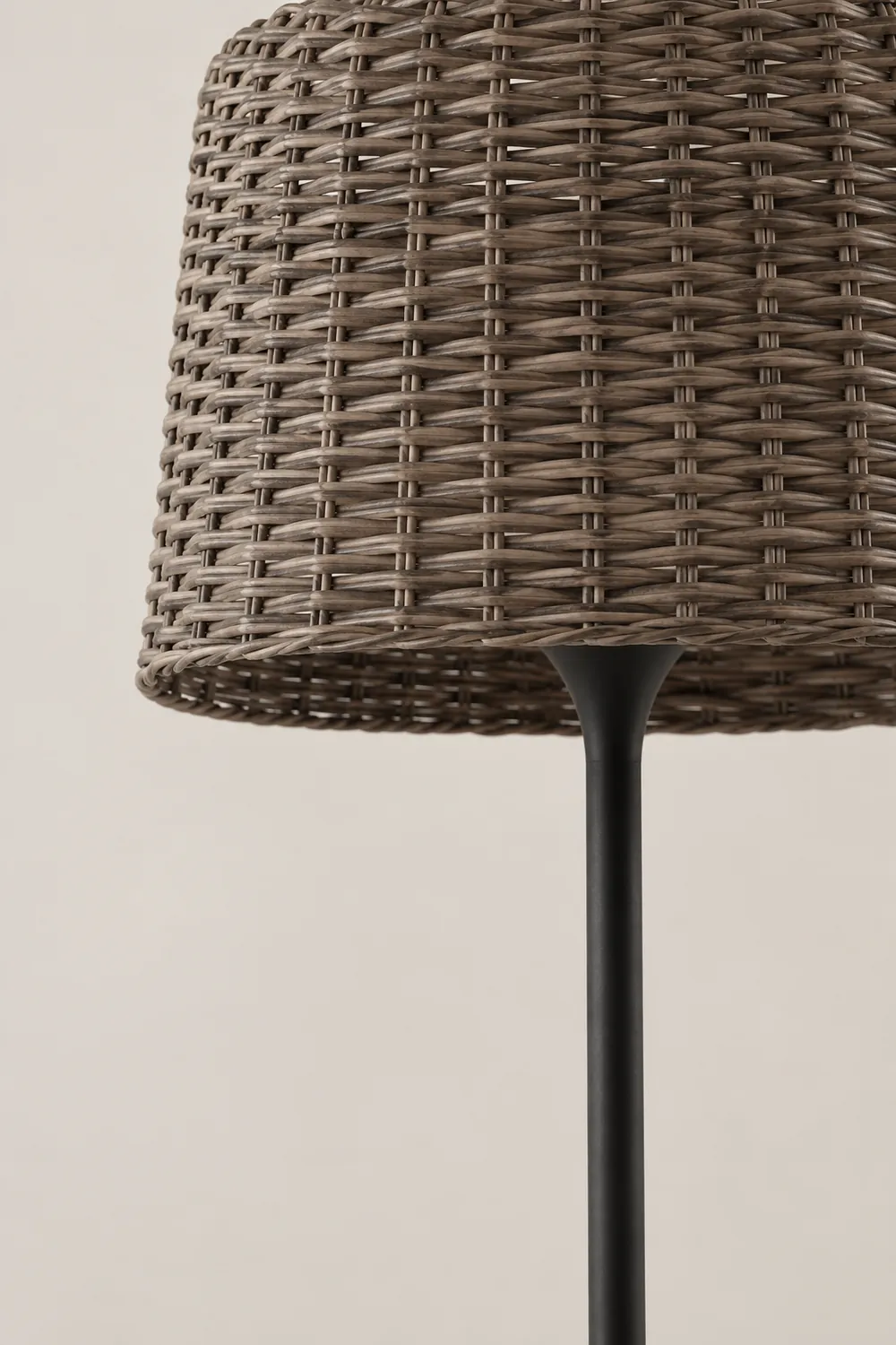 Ritta Waterproof Outdoor Floor Lamp, Rattan Black/White Balcony/Terrace - Lumpaz