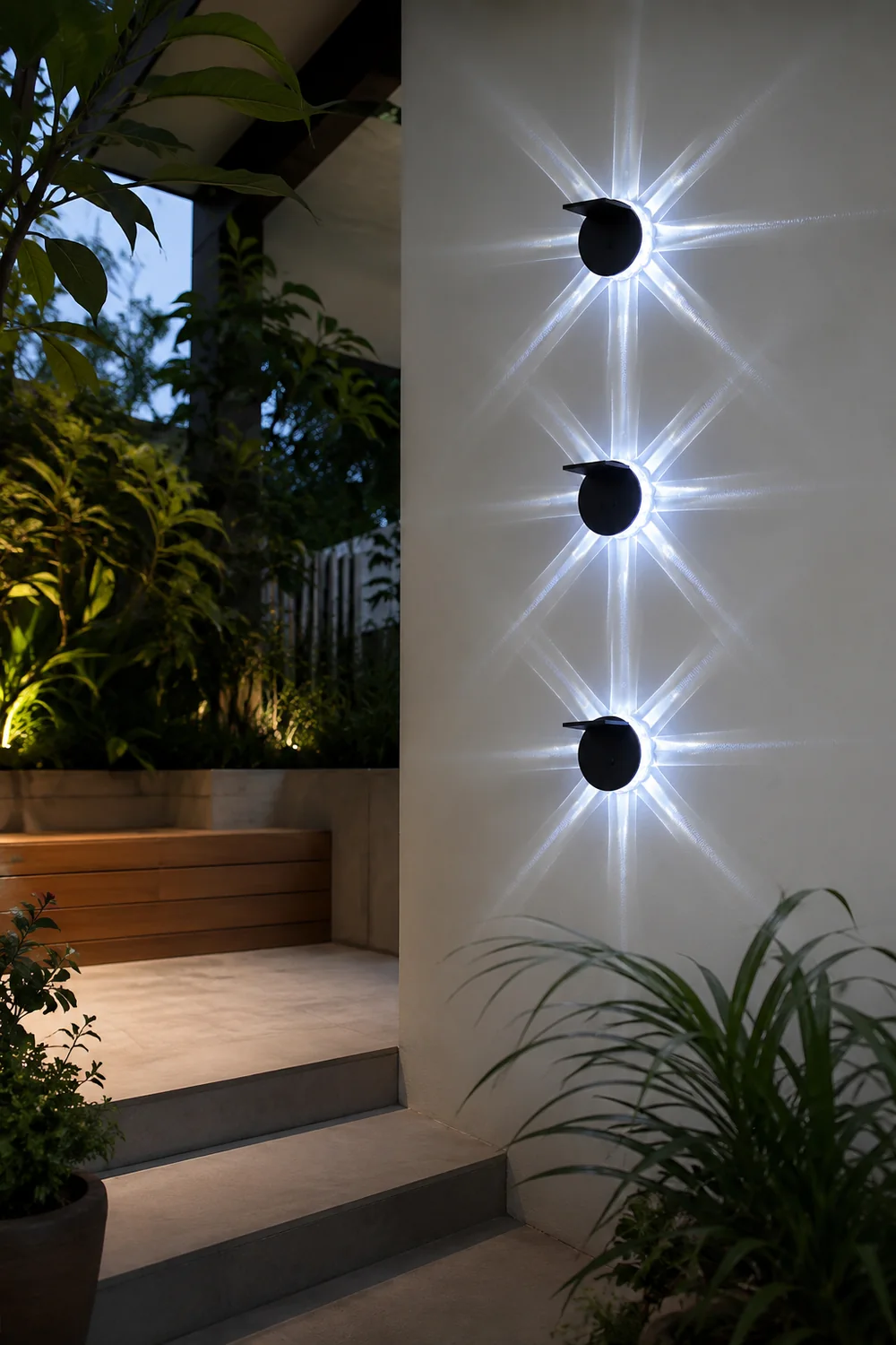 Round 9 LED Solar Petal Wall Light 3 Mode with Remote Outdoor Wall Sconce Lamp Waterproof Wall Mount Lighting - Lumpaz