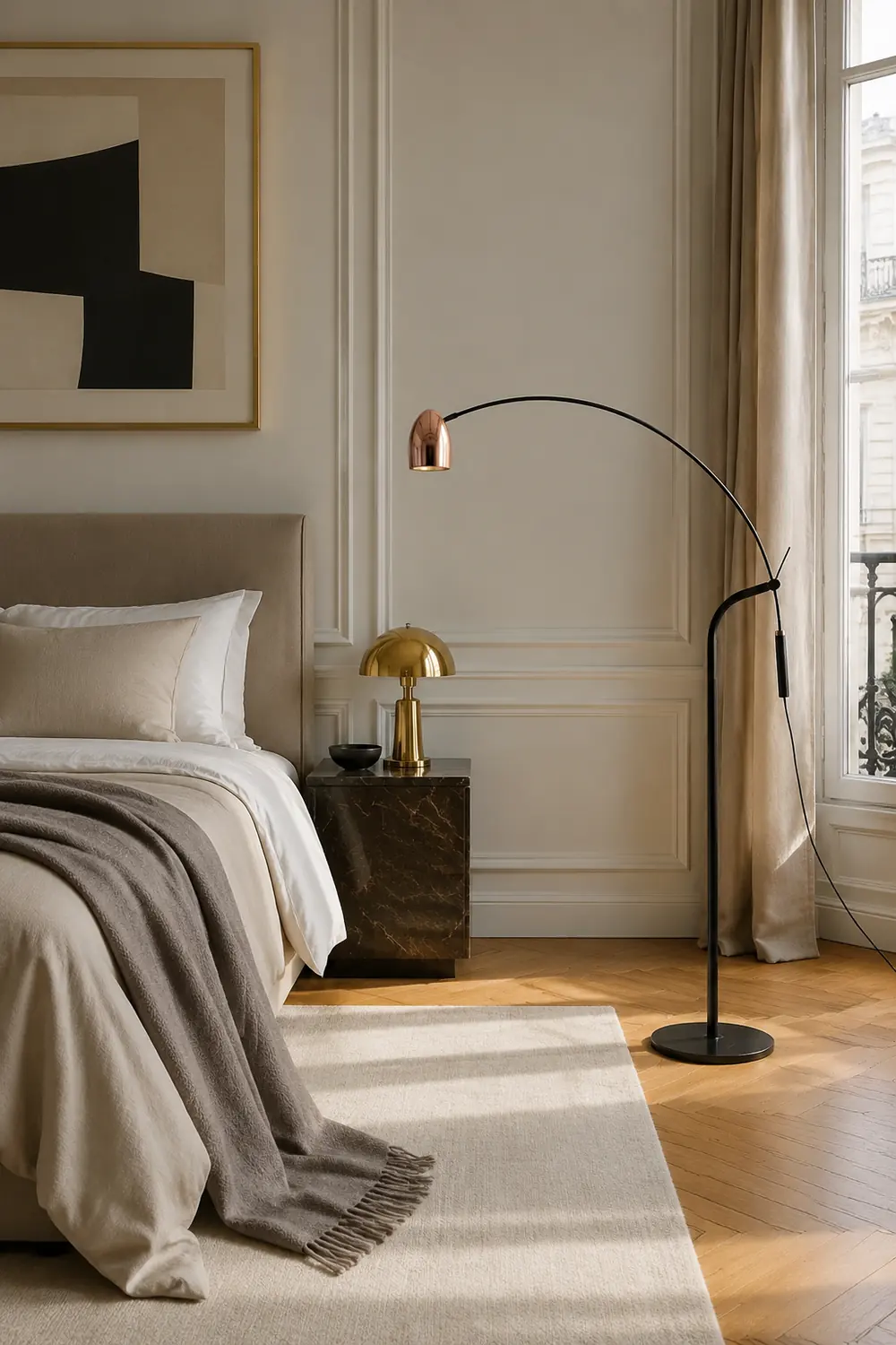Cooley Artistic Minimalist Arc Floor Lamp, Rose Gold - Lumpaz