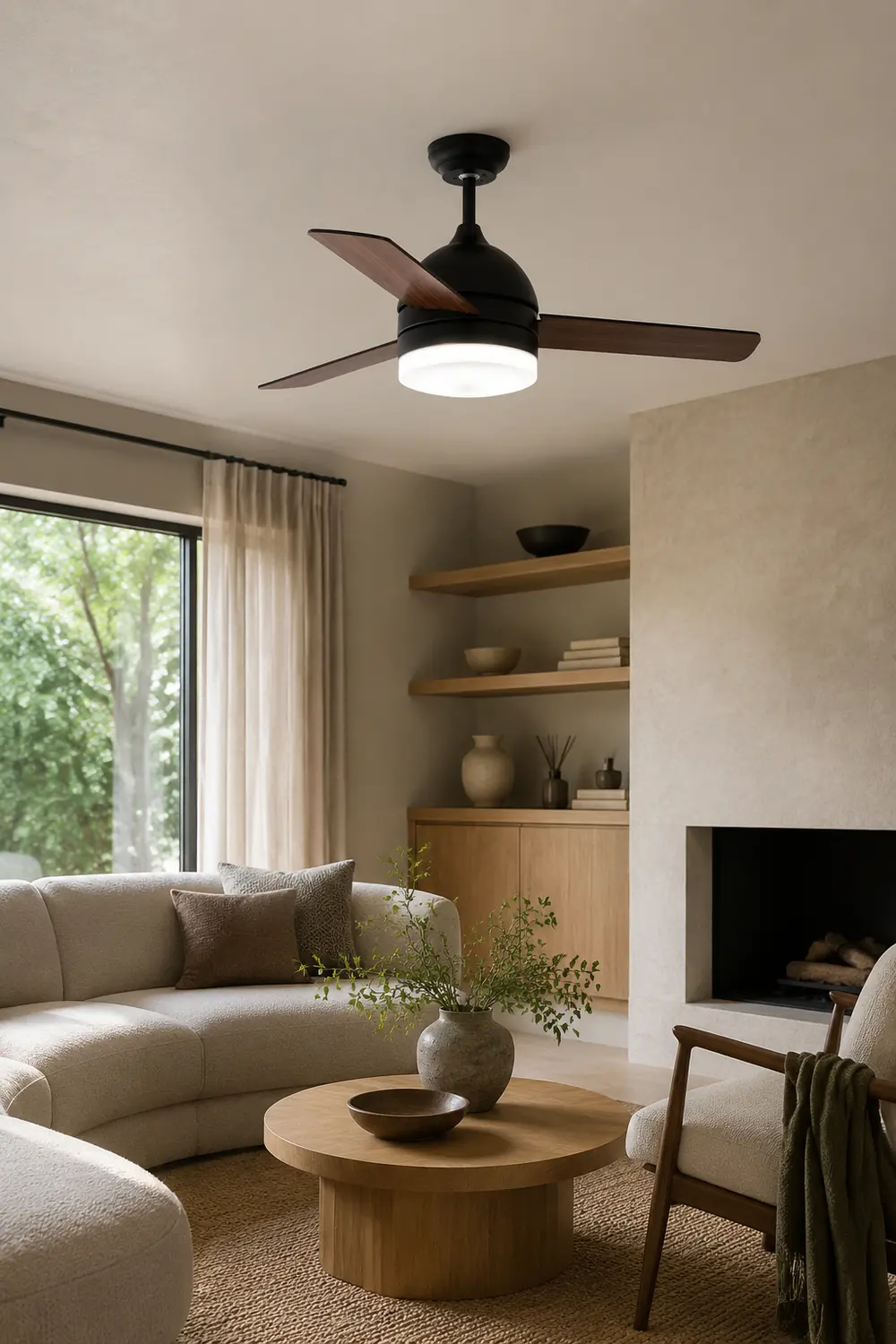 Haydn 3-Blade Modern, DC Ceiling Fan with Light, Black/White, Summer, 42'' - Lumpaz