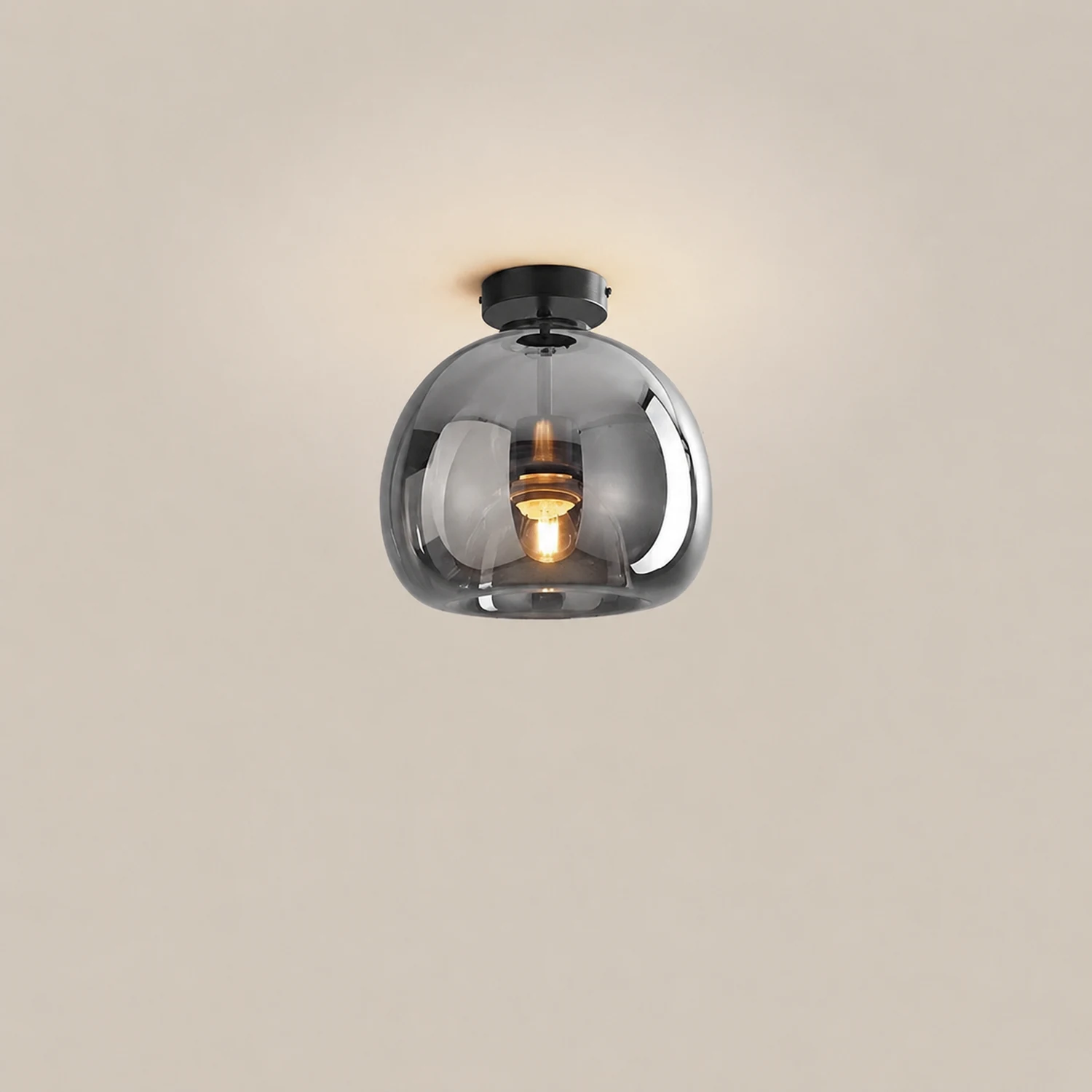 Sanna Modern Dome Glass Semi-Flush Mount Ceiling Light/Pendant Light, Gold/Black - Lumpaz