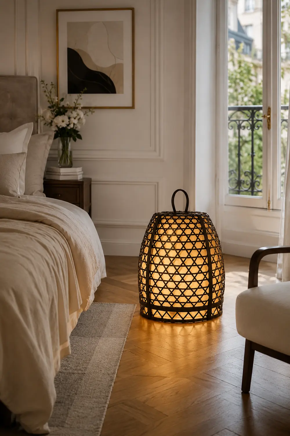 Alessio Retro Cage Shaped Metal Acrylic Floor Lamp - Lumpaz