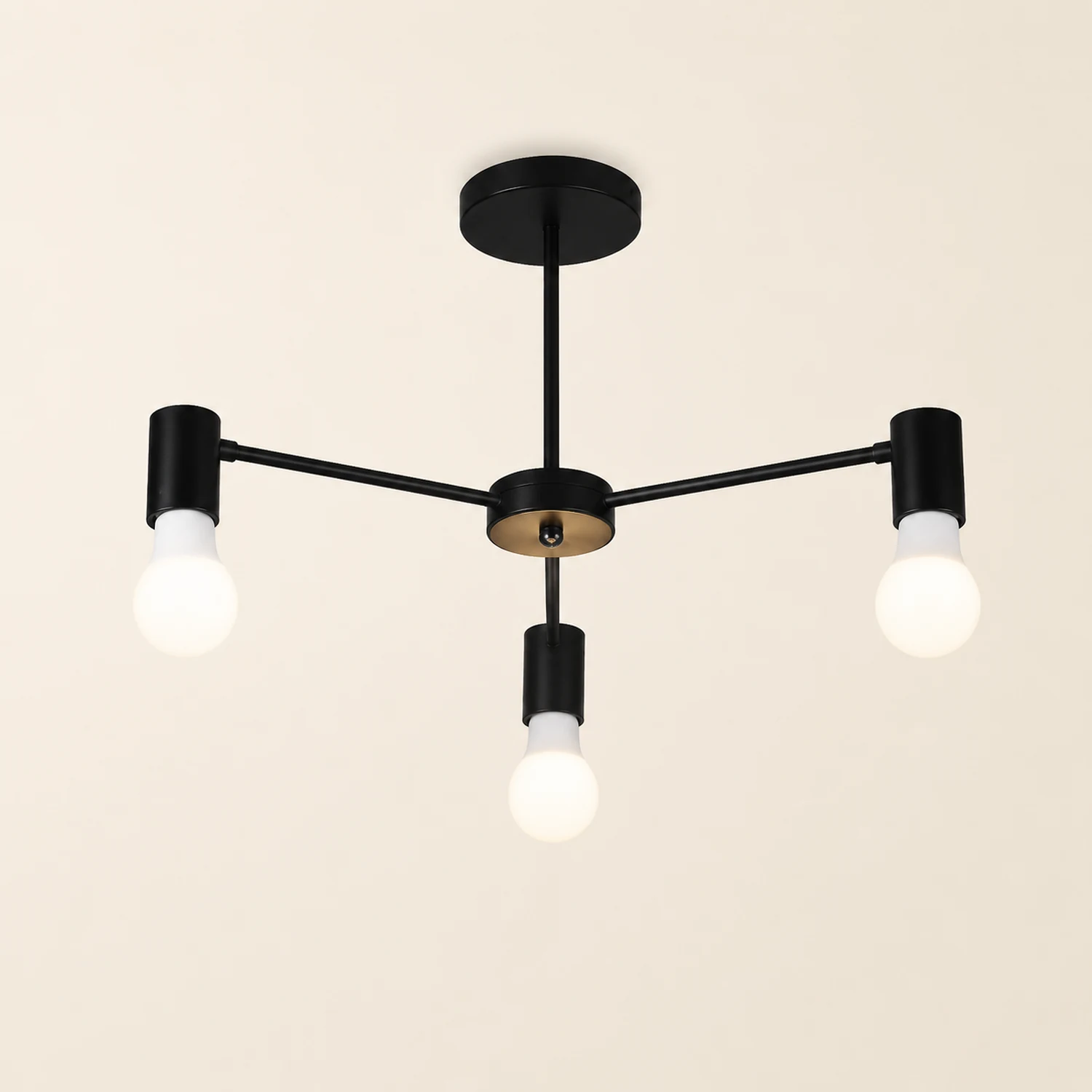 Valentina Industrial Semi Metal Flush Mount Ceiling Light, Black/White, Living Room - Lumpaz