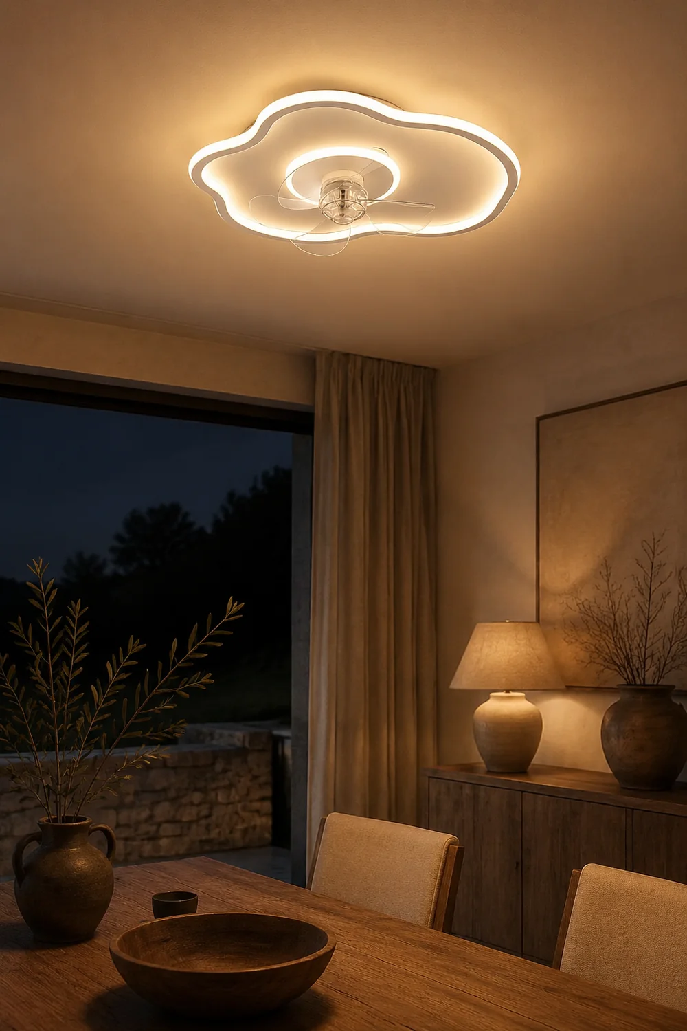 Edge White Ceiling Fan with Light, 8 Style, L 16"/18" - Lumpaz