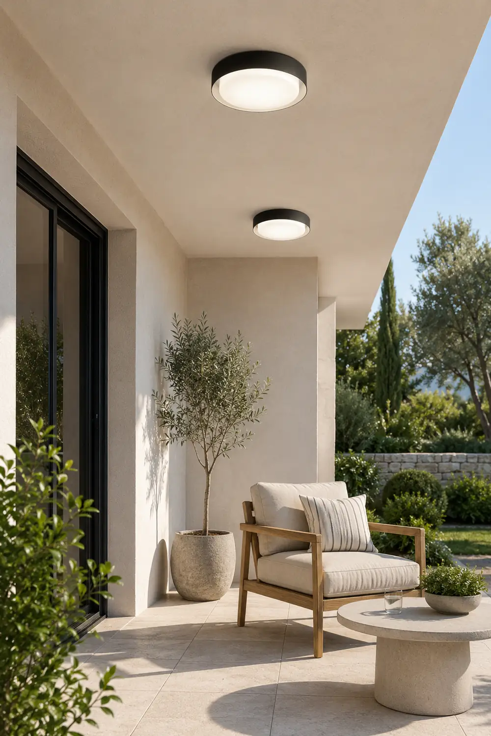 Orr Modern Round Flush Mount Ceiling Light, Metal/Acrylic, White/Black - Lumpaz