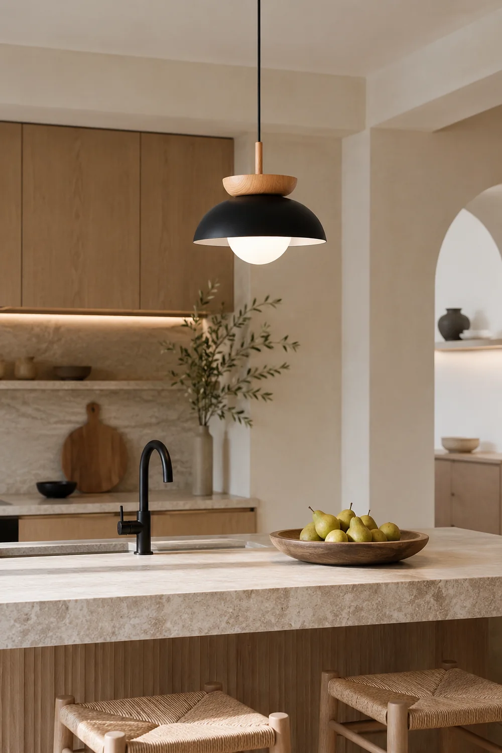 Ozawa Nordic Pendant Lights Wood/Metall Black Kitchen Balcony - Lumpaz