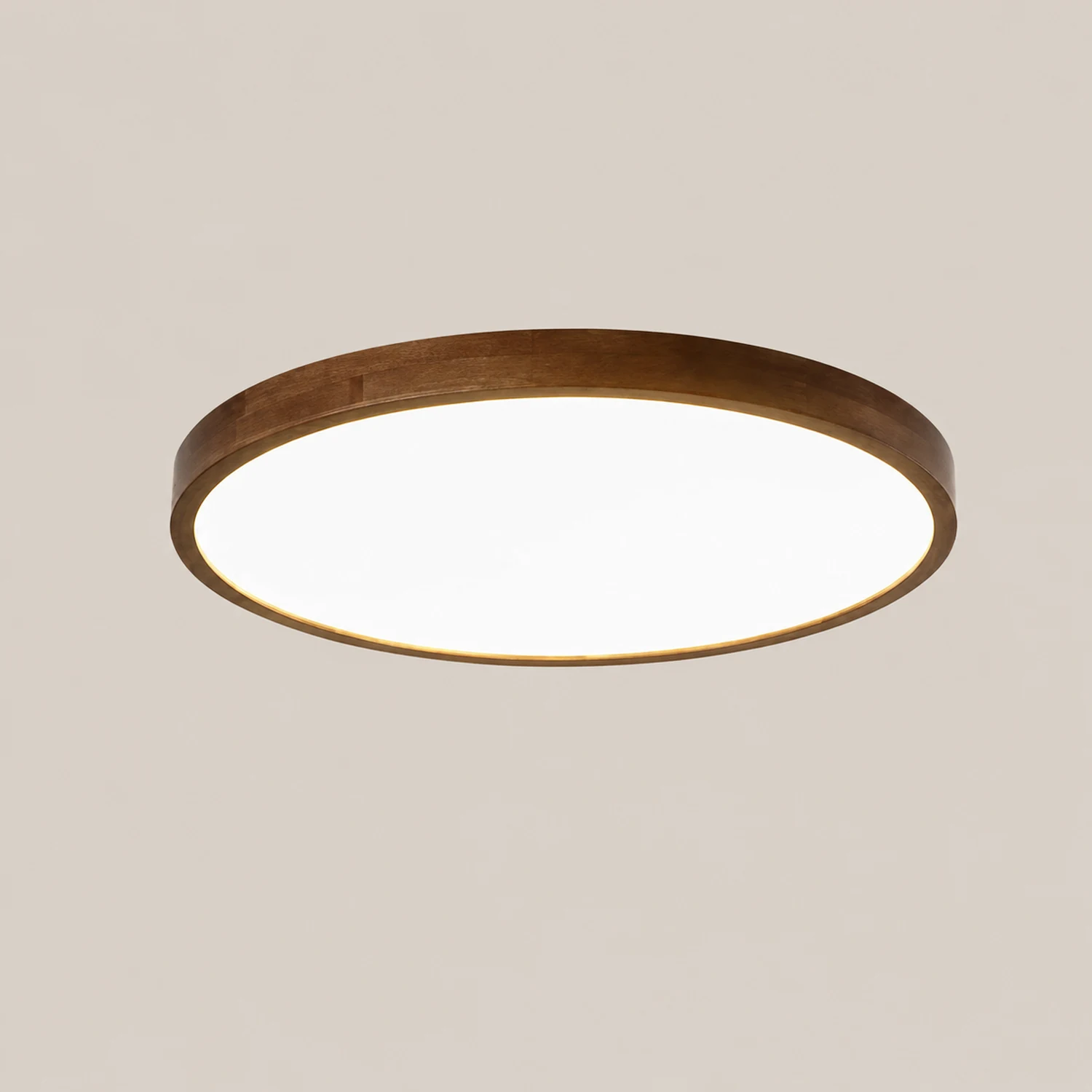 Ozawa Modern Geometric Walnut LED Flush Mount Ceiling Light - Lumpaz