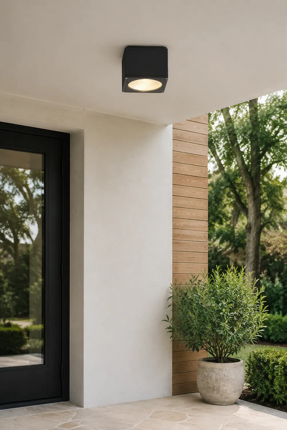 Orr Modern Black Rectangualr Flush Mount Ceiling Light, Metal/Glass - Lumpaz