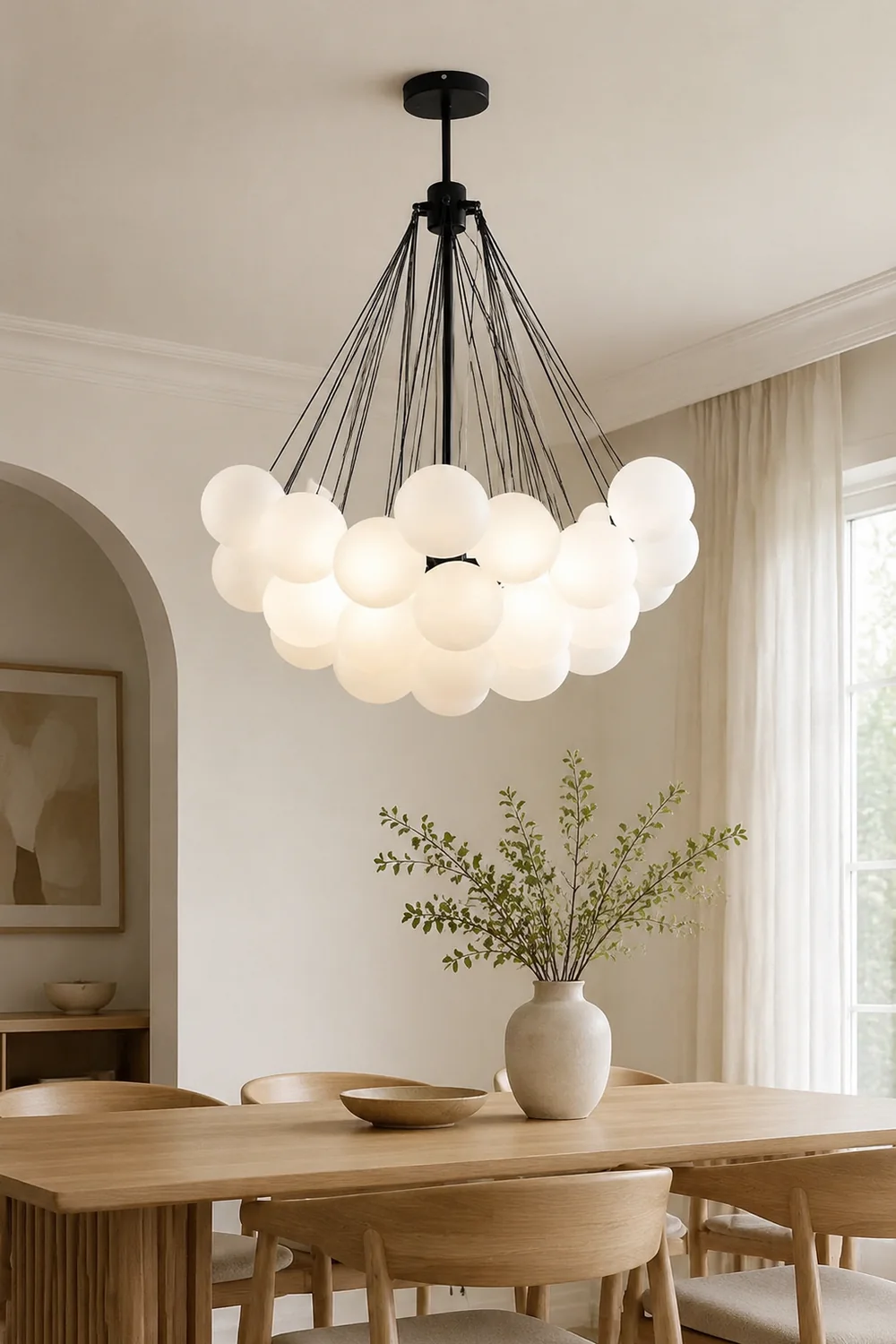 Valentina Glass Globe Pendant Light Bubble, Gold/Black - Lumpaz