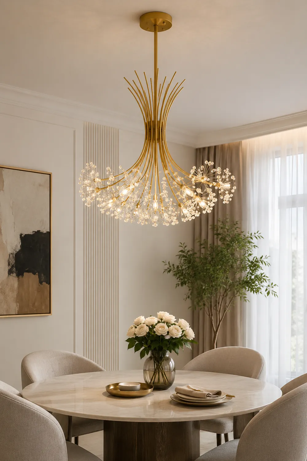 Lily Modern Art Deco Crystal Sputnik Chandelier, Black/Gold - Lumpaz