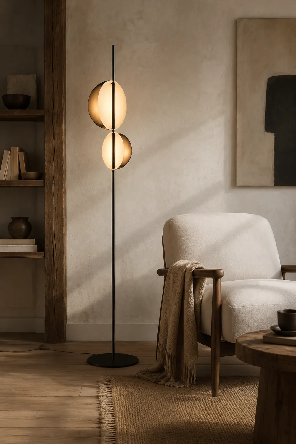 Salgado Modern Minimalist Metal Floor Lamp, Black/Gold - Lumpaz