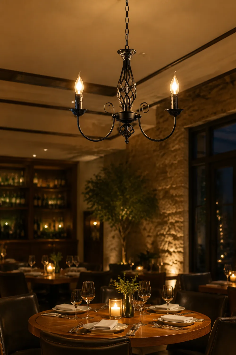 Silva Pendant Light Candle Retro, Metal/Glass, Black/White, Restaurant - Lumpaz