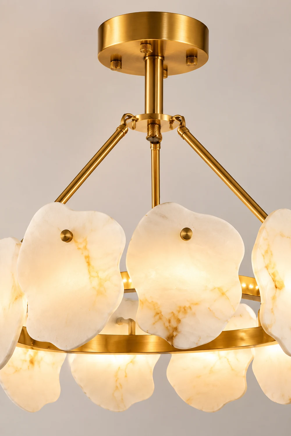 Marilyn Modern Marble Gold Round Pendant Light, Living Room - Lumpaz
