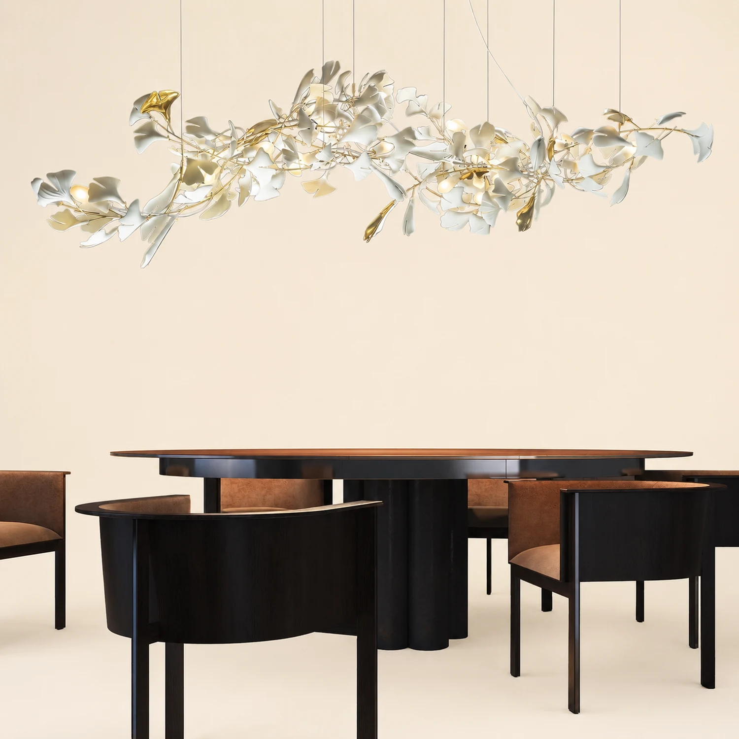 Ophelia CeraFall Modern Art Deco Organic Chandelier Metal Ceramics - Lumpaz