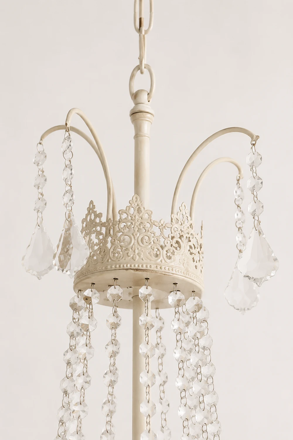 Silva Pendant Light Candle French, Crystal/Metal, White, Bedroom - Lumpaz