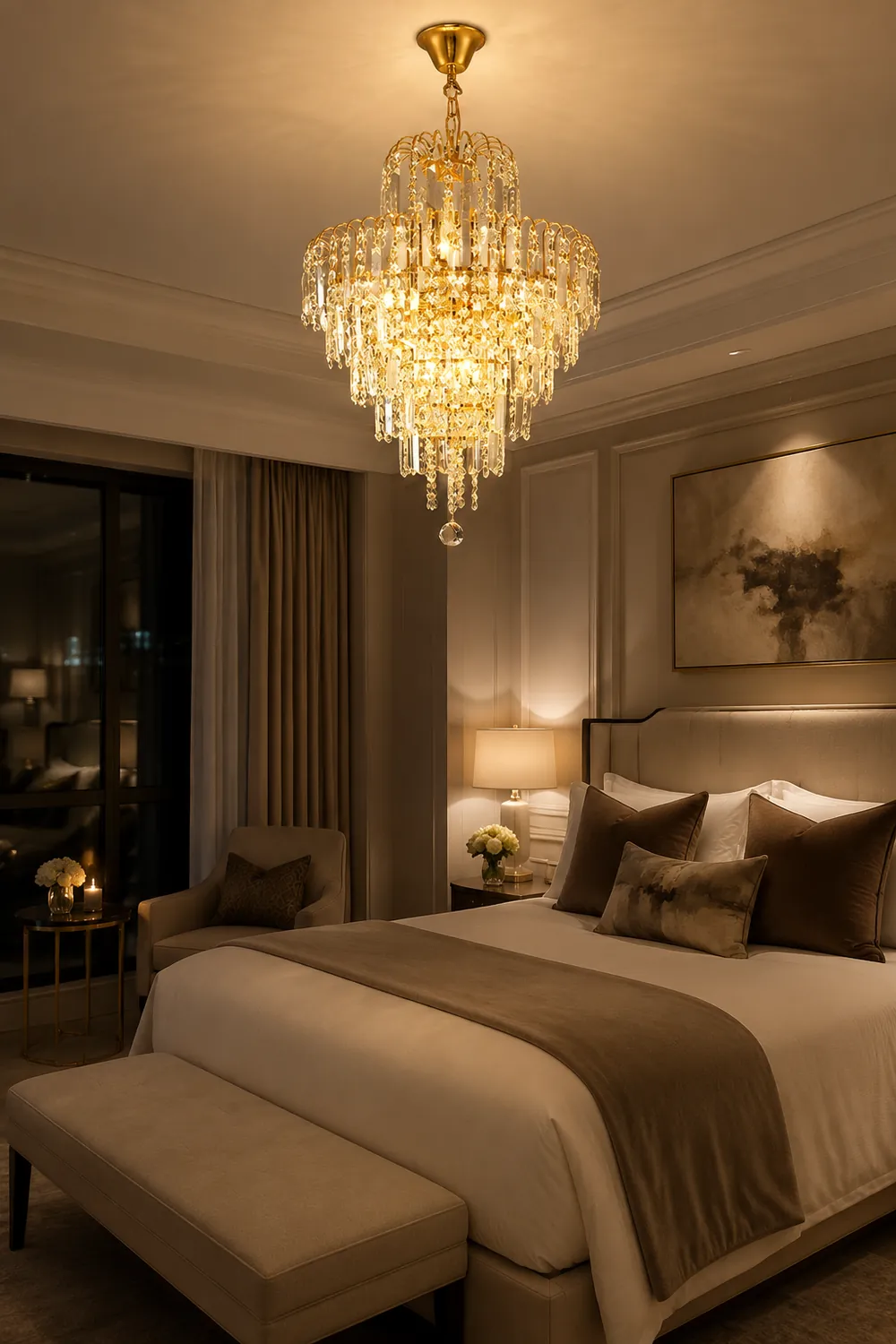 Marilyn Luxury 5 Layers Tassel Crystal Chandelier Gold - Lumpaz