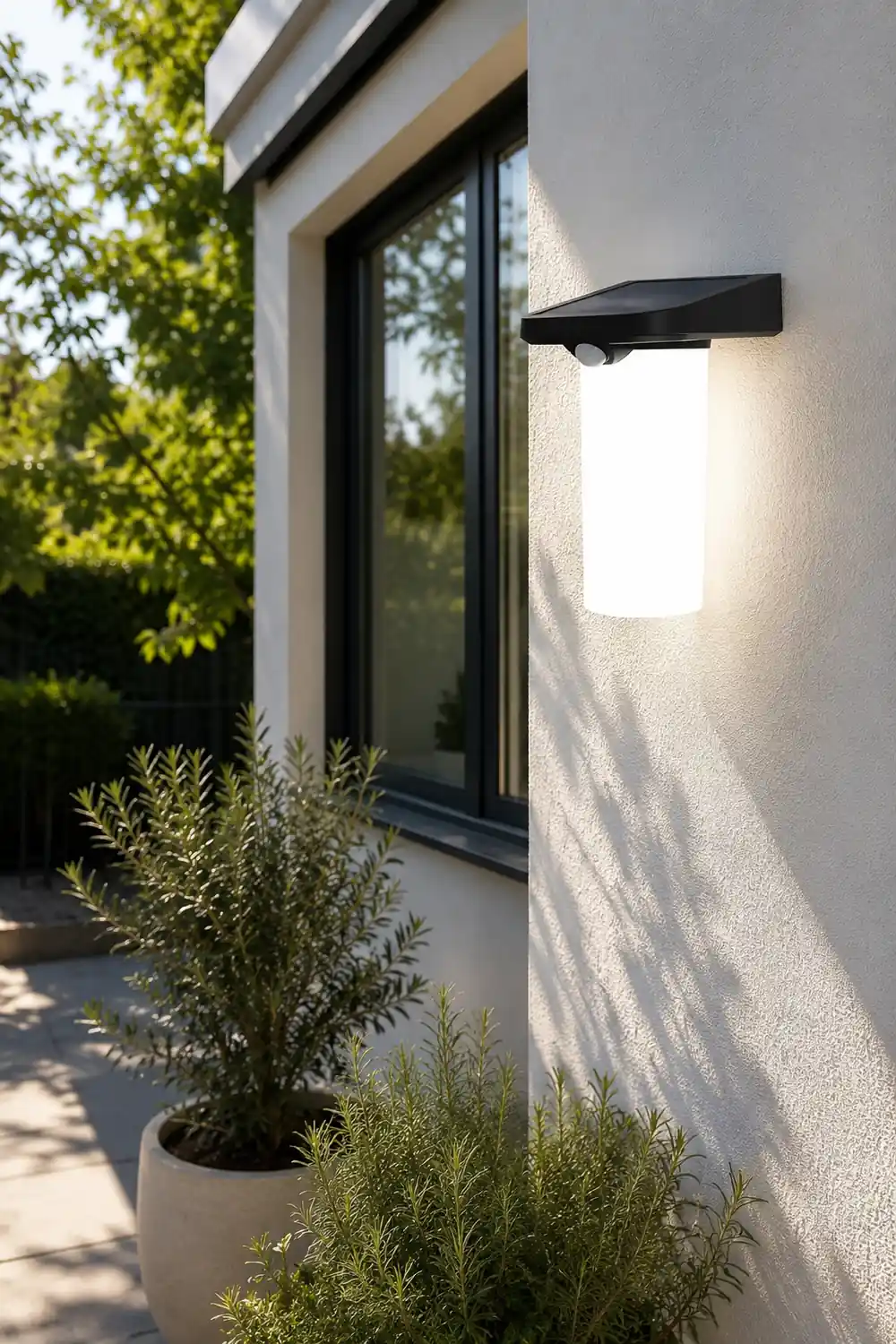 Modern LED Black Outdoor Solar Wall Lights with Motion Sensor - Lumpaz