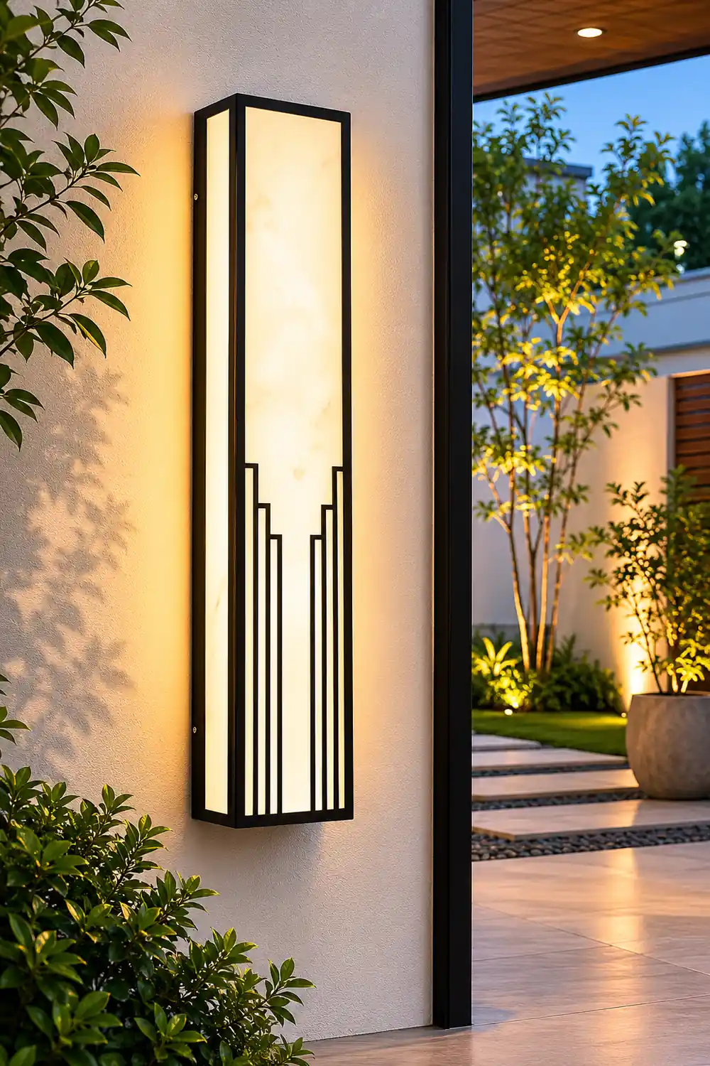 Strip Rectangular Resin Waterproof LED Black Modern Outdoor Wall Light - Lumpaz