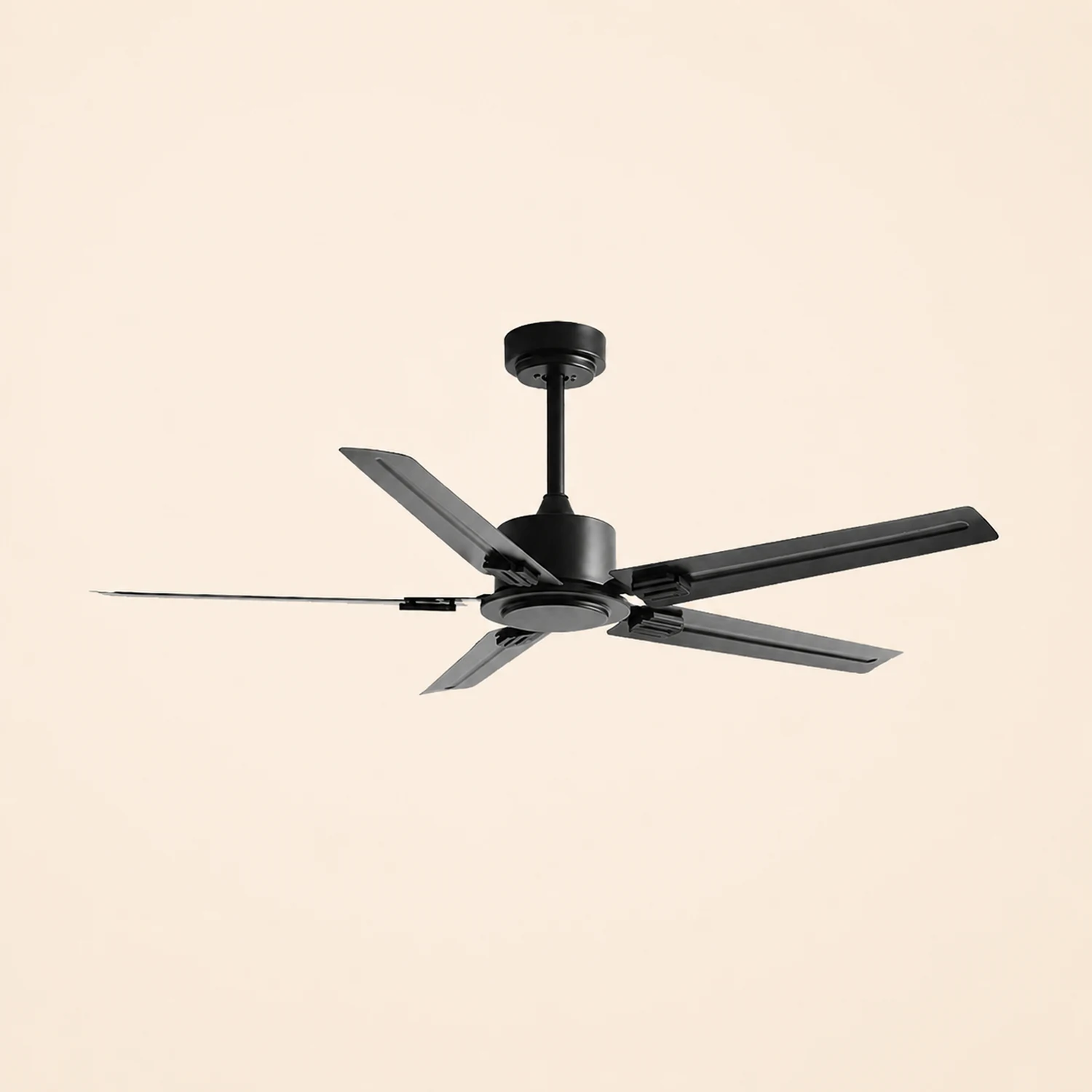 Alessio 5-Blade Industrial Black DC Ceiling Fan, Metal, 42'' - Lumpaz
