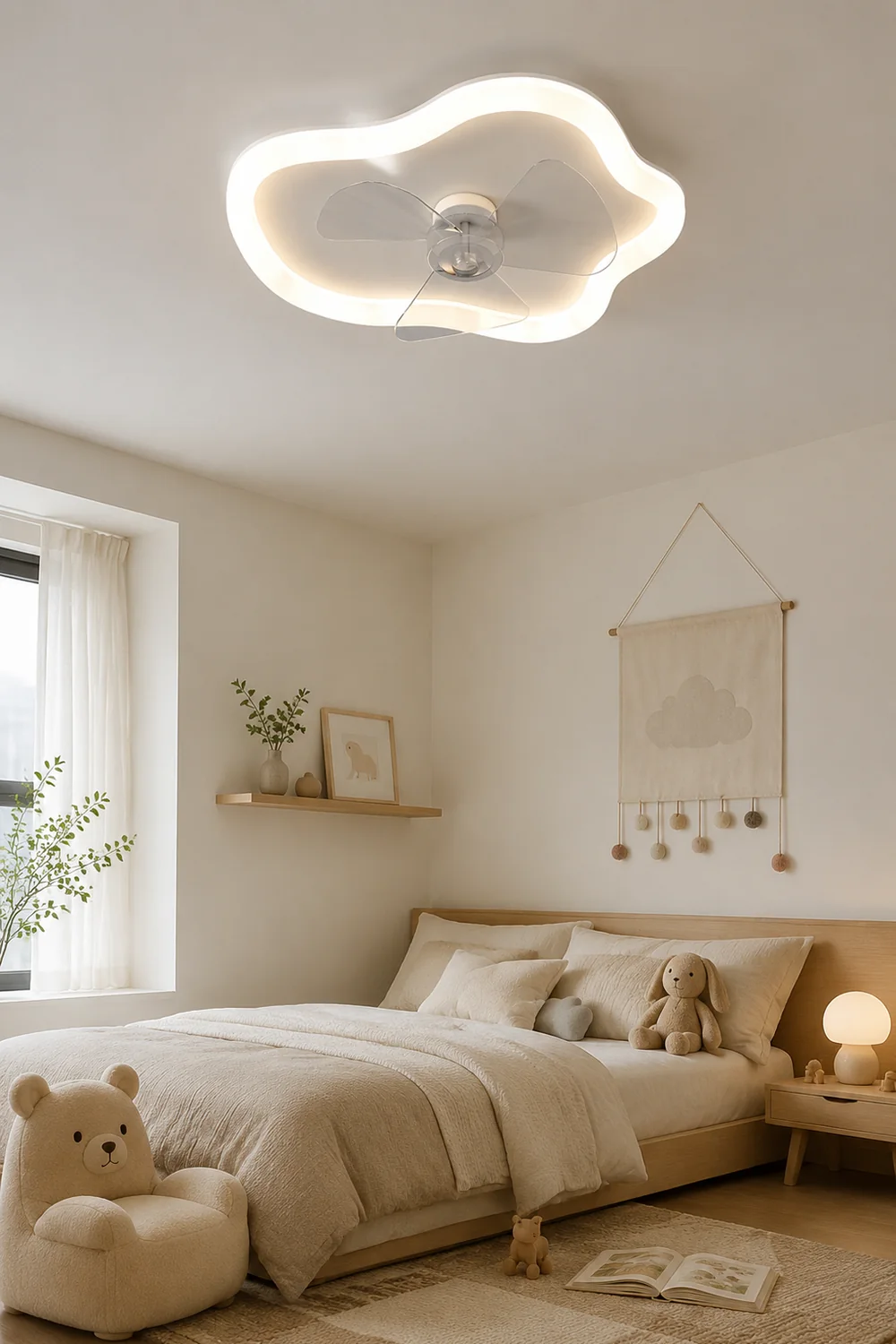 Minori Cloud Ceiling Fan with Light, L 18.1"/23.6" - Lumpaz