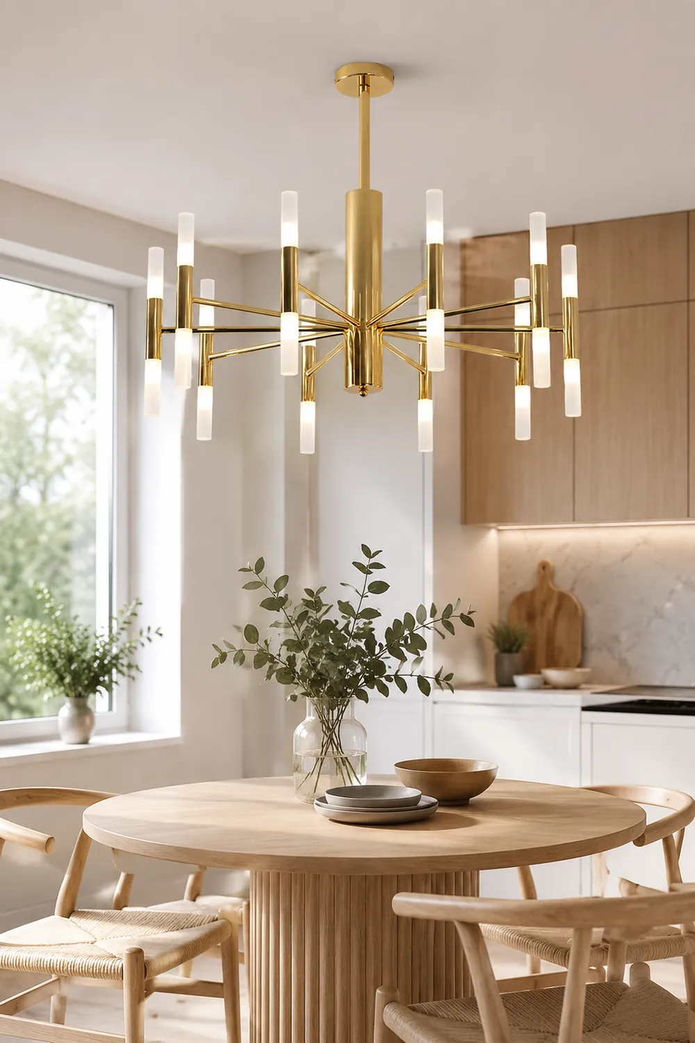 Marilyn Modern Cylindrical Metal Chandelier, Gold - Lumpaz
