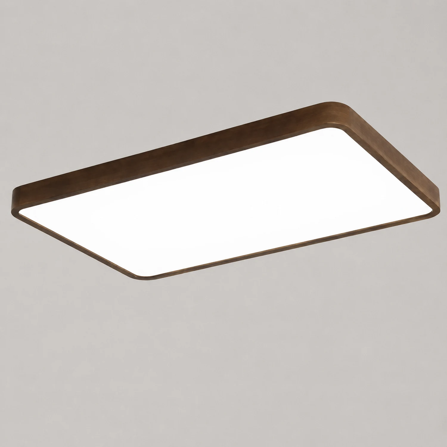 Ozawa Modern Geometric Walnut LED Flush Mount Ceiling Light - Lumpaz