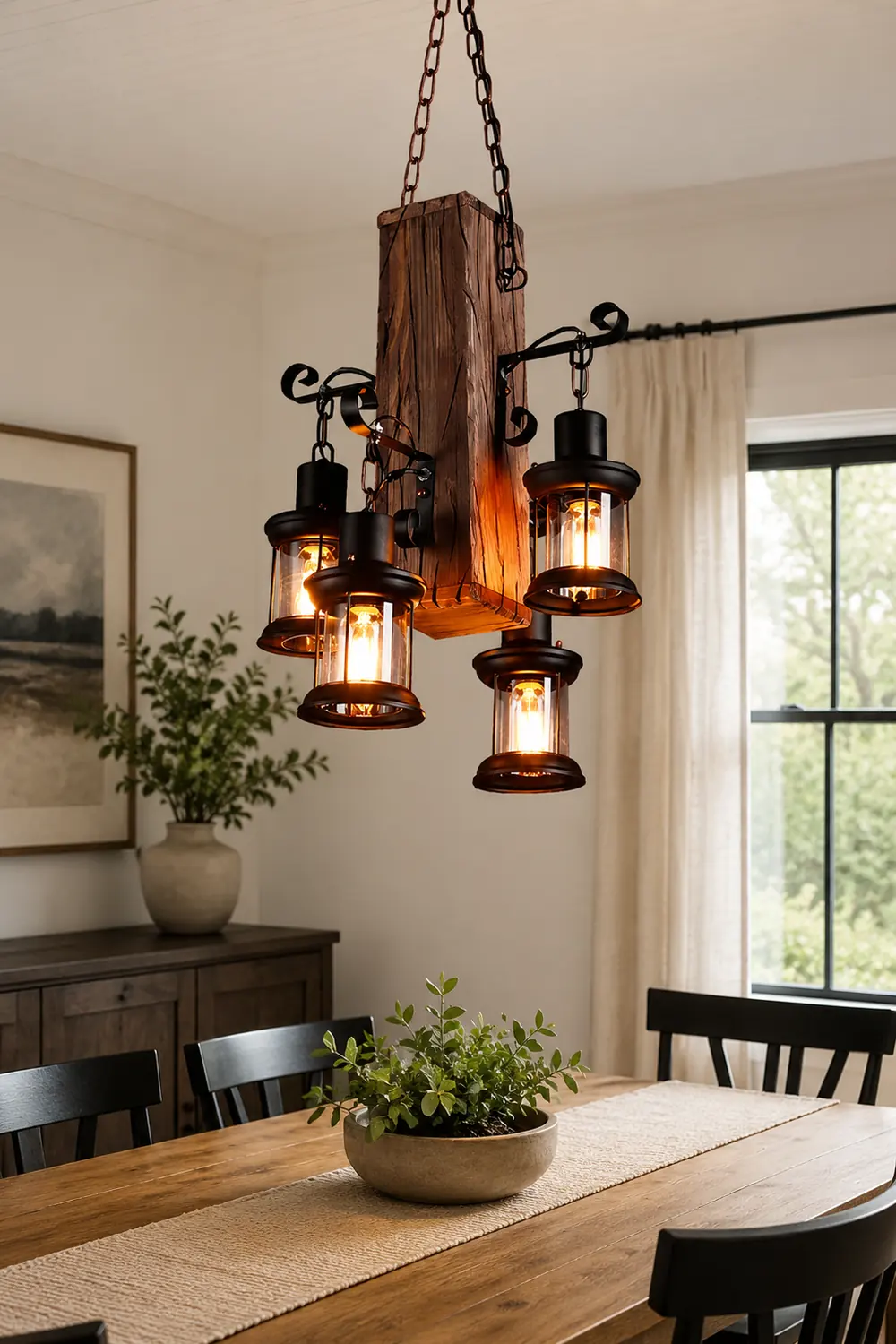 Austin Industrial Lantern Glass/Metal Pendant Light, Black - Lumpaz