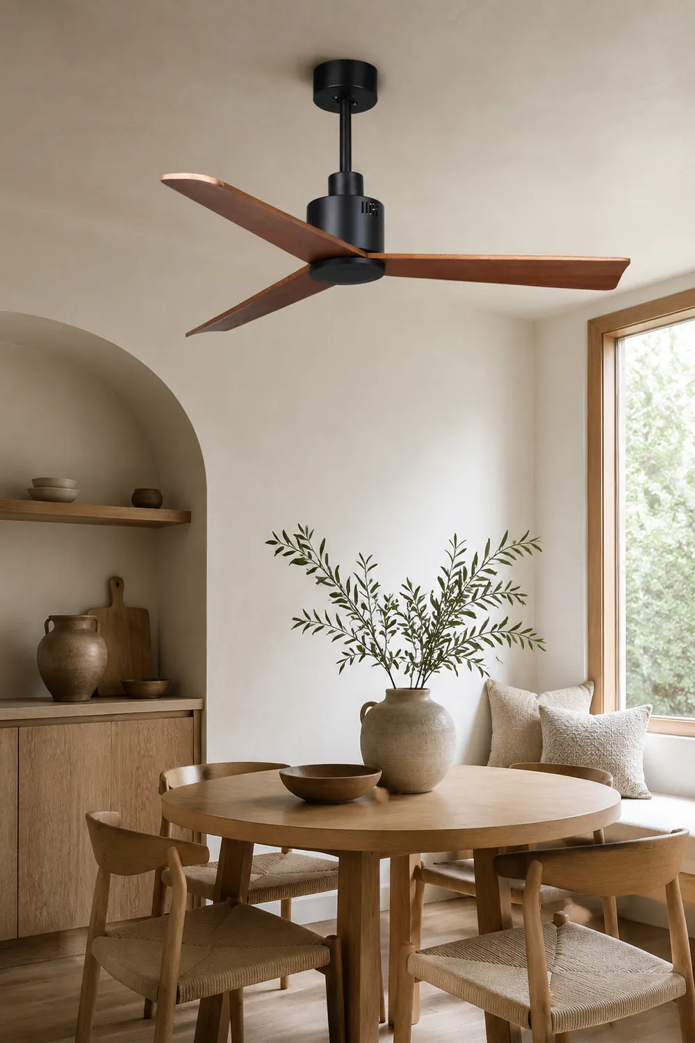 Haydn 3-Blade Modern Black DC Ceiling Fan, Summer, 52'' - Lumpaz