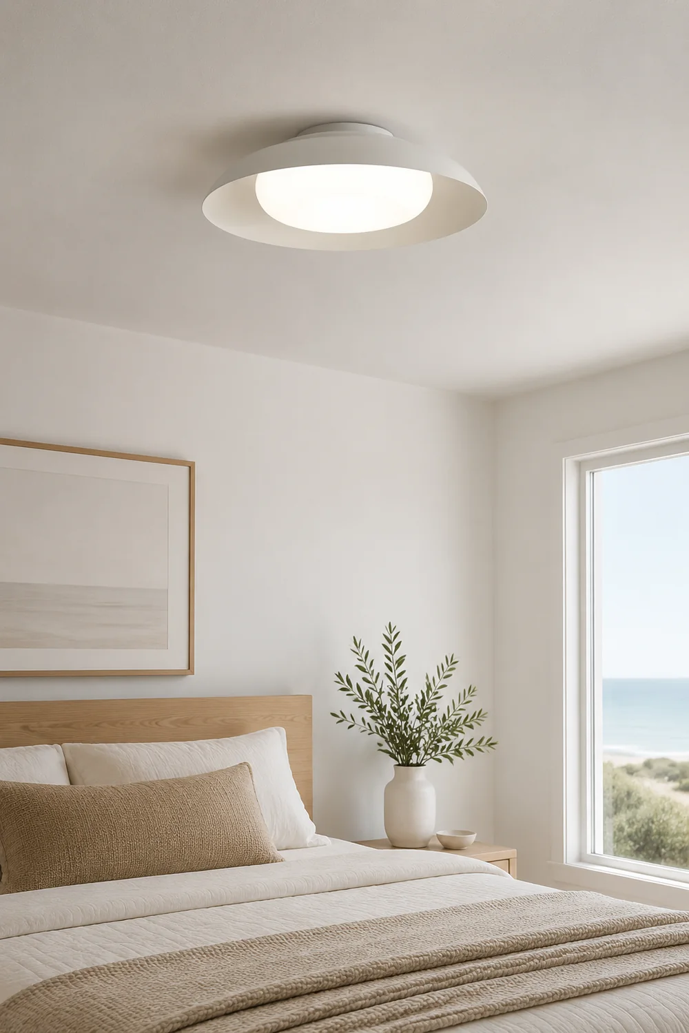 Carins Nordic Bowl Acrylic Flush Mount Ceiling Light, White - Lumpaz