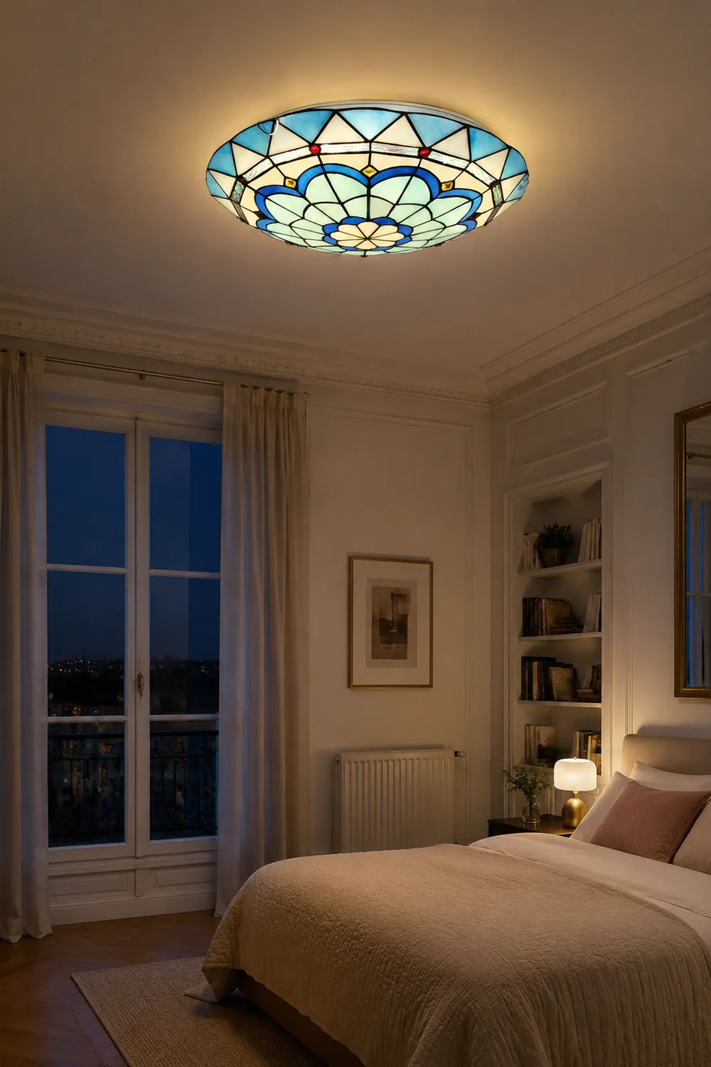 Eryn Flush Mount Glass Colorful Ceiling Light, Bedroom - Lumpaz